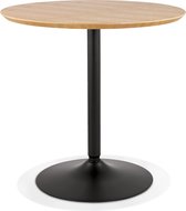 Alterego Ronde designtafel 'HUSH' van hout met natuurlijke afwerking en zwart metaal - Ø 80 cm
