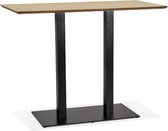 Alterego Hoge design tafel 'ZUMBA BAR' van natuurlijk afgewerkt hout met zwarte metalen poot - 150x70 cm