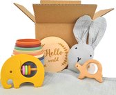 TYMER Baby Geschenk Set (5-DELIG) - Geschenkpakket - Kraamcadeau - Cadeaupakket baby - Verjaardagscadeau - Babycadeau - Giftset baby - Babyshower - Kraamvisite Babyborrel - Meisje