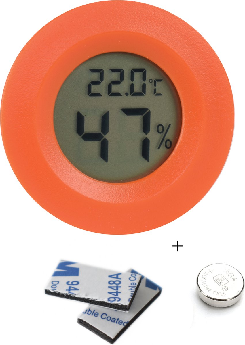 Tool Meister TM2 - Thermometer & Hygrometer - Luchtvochtigheidsmeter voor Binnen/Koelkast - Rood- Incl batterijen