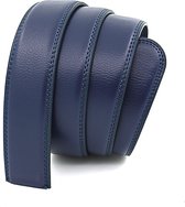 Blauwe lederen riem zonder gaatjes met automatische gesp voor heren ( Model N180 )