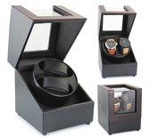 Horloge opwinder – Horloge winder box – Automatische horloge opwinder doos – Watchwinder – 2 horloge opbergbox – Zwart Carbon