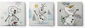 Disney - Canvas Set van 3 - Frozen - Happy Olaf - 3x 30x30cm