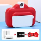 Rocklik® kindercamera instant print wifi – kinderfototoestel digitaal met halskoord fotoprinter  – inclusief 32GB sd card usb - rood – geleverd in mooie doos