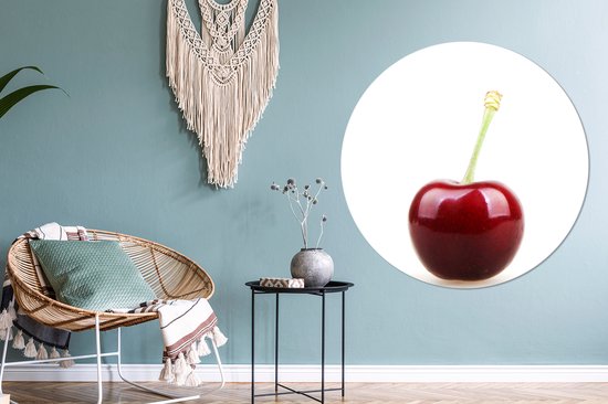 Cerisier solitaire avec une tige verte Assiette en plastique cercle mural ⌀ 120 cm - impression photo sur cercle mural / cercle vivant (décoration murale) XXL / Groot format!