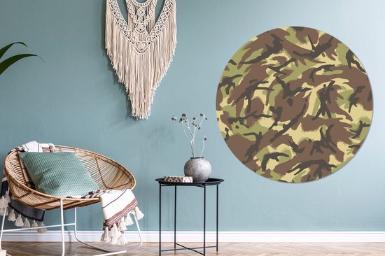 Motif camouflage aux couleurs naturelles. Cercle mural aluminium ⌀ 140 cm