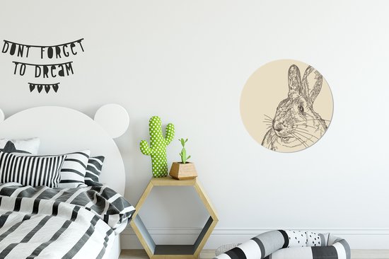 WallCircle - Wall Circle - Wall Circle - Illustration Vintage d'un Lapin - Aluminium - Dibond - 30x30 cm - Intérieur et Extérieur