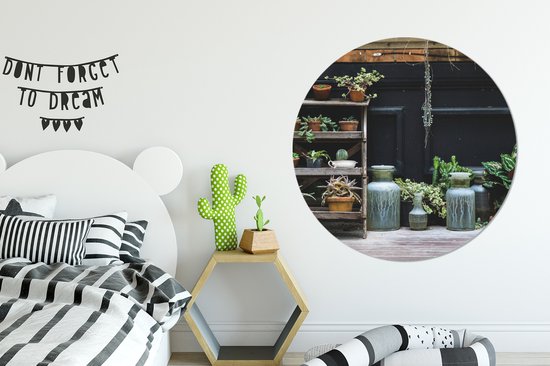 Cercle mural - Cercle mural - Pots dans le jardin - Aluminium - Dibond - ⌀ 120 cm - Intérieur et Extérieur XXL