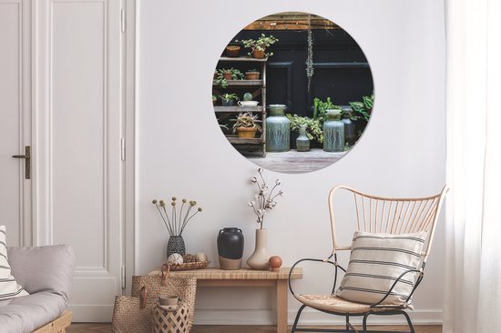 Cercle mural - Cercle mural - Pots dans le jardin - Aluminium - Dibond - ⌀ 120 cm - Intérieur et Extérieur XXL