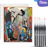 Pcasso ® Banksy - Incl. 3 Penselen & Geschenkverpakking - Schilderen Op Nummer - Schilderen Op Nummer Volwassenen & Kinderen – Schilderen Op Nummer Dieren – Kleuren Op Nummer – 40x