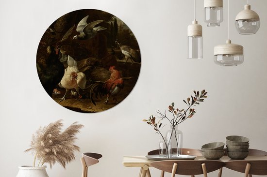 WallCircle - Wall Circle - Wall Circle Indoor - Vogels dans un Parc - Peinture de Melchior d'Hondecoeter - 120x120 cm - Décoration murale - Peintures Ronds XXL