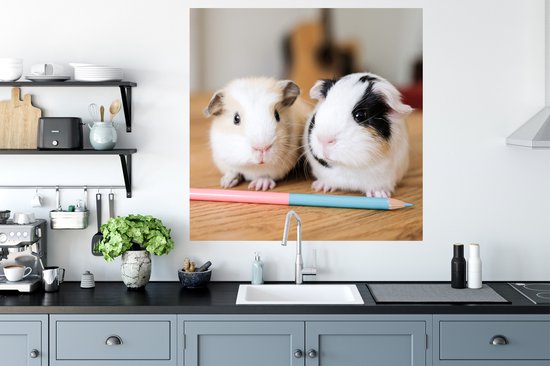 Muurstickers - Sticker Folie - Schattige baby-cavia's - 100x100 cm - Plakfolie - Muurstickers Kinderkamer - Zelfklevend Behang XXL - Zelfklevend behangpapier - Stickerfolie