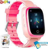 DEPLAY 4G KidsWatch - Smartwatch Kinderen - GPS Tracker - Hartslag en Bloeddrukmeter- Videobellen - Camera - (Spat)Waterproof - Inclusief simkaart en  E-Book - Roze