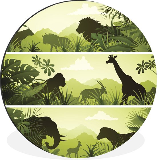 Illustration de paysages africains avec des animaux Cercle mural aluminium ⌀ 140 cm