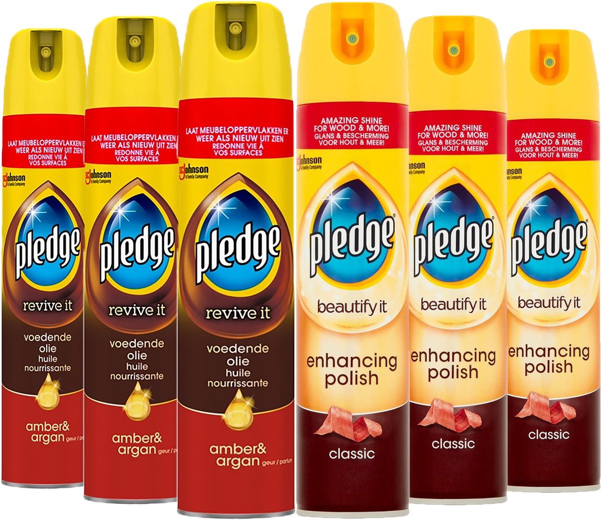 Pledge revive it Voedende Olie + beautify it Classic Spray 3x250ml