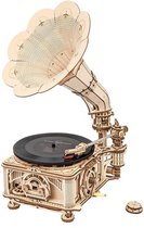 Bouwpakket Volwassenen - Elektrische Grammofoon & Hoorn - 424 Onderdelen - Luxe Modelbouw - Montage Speelgoed - DIY Puzzel