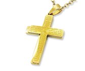 Amanto Ketting Alpay Gold - 316L Staal - Kruis - 44x28mm - 60cm