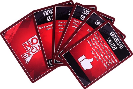 Thumbnail van een extra afbeelding van het spel NX Party - NO EXCUSE - Drinking game - Engelstalig - Kaartspel - Party game for (young) adults - Drankspel