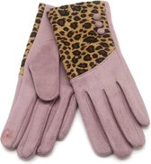 Handschoenen Panterprint - Dames - One Size - Touchscreen Tip - Lila