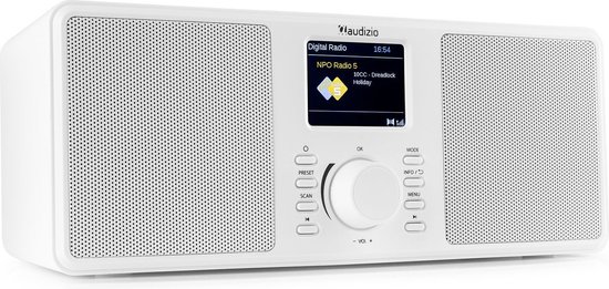 Dicht repetitie Krimpen DAB radio - Audizio Monza - Stereo DAB+ en FM radio met Bluetooth - 50W -  Wit | bol.com