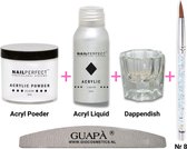 GUAPÀ® Acryl Starterspakket Transparant Clear | Acryl Poeder | Acrylic Liquid | Acryl Penselen | Dappendish | Acryl nagels | Professionele Kwaliteit