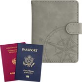 kwmobile hoes voor paspoort en vaccinatiekaart - Met kaartenvakjes en pennenhouder - Imitatieleer - In grijs