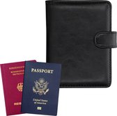 kwmobile hoes voor paspoort en vaccinatiekaart - Met kaartenvakjes en pennenhouder - Imitatieleer - In zwart