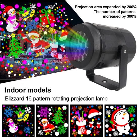 Kerstverlichting - Led 16 foto - Patroon - Roterende Projectielamp - Indoor Decor Projector Lamp - Nachtlampje - Kerst - Cadeaus -