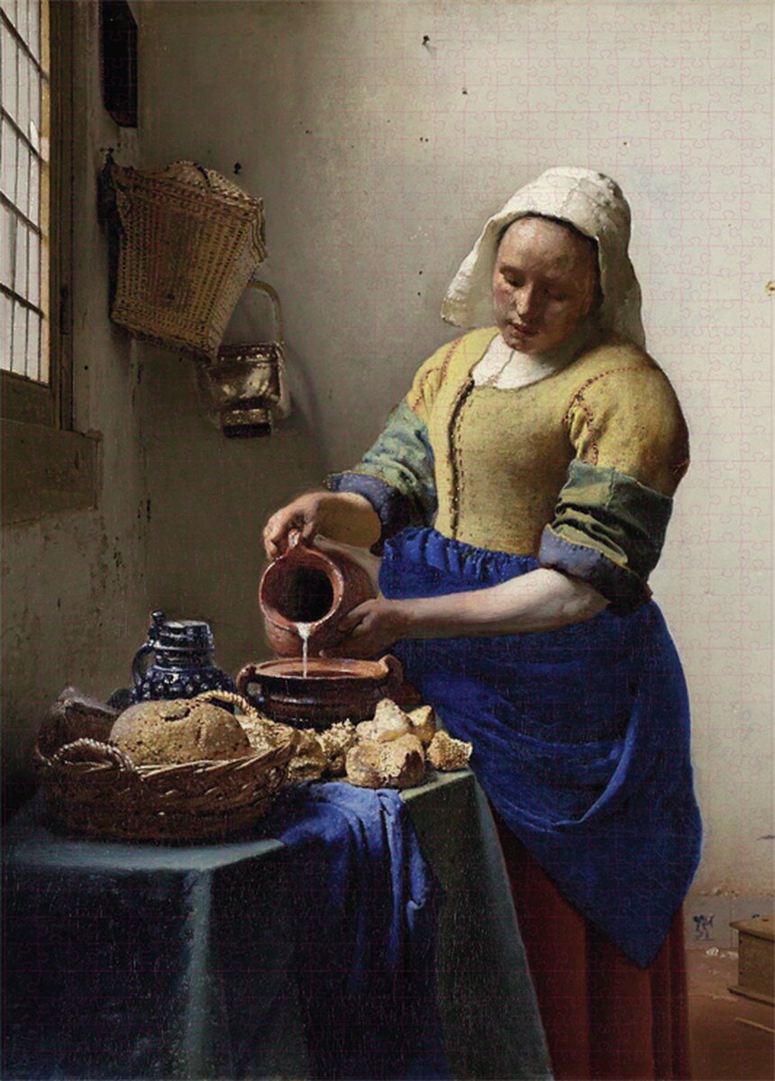 Grafix Puzzel 1000 stukjes volwassenen | Thema Het melkmeisje | Puzzel | Formaat 50 X 70 CM | Schilderij puzzel
