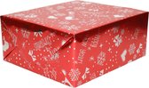 4x Rollen Kerst kadopapier print rood metallic Merry Christmas  2,5 x 0,7 meter 70 grams