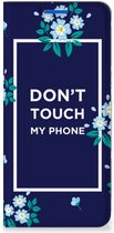 Telefoontasje OPPO Reno6 5G Smartphone Hoesje Flowers Blue Don't Touch My Phone