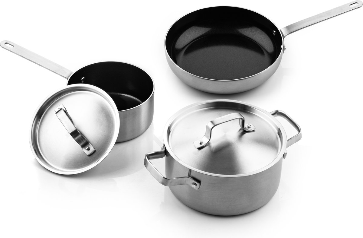Soenil by ISENVI Starter - Pannenset inductie - 3 delig - RVS handgreep