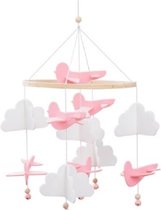 Exclusieve Handgemaakte Baby Mobiel - Vilt roze - baby mobiel - boxmobiel 26 cm - Hout- vilt - Katoen - Babykamer - kinderkamer decoratie accessoires - Wiegje - Bedje - Kinderkamer