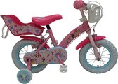 Disney Princess Kinderfiets - Meisjes - 12 inch - Roze - Poppenzitje - Twee Handremmen