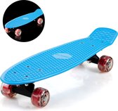 Skateboard, penny  board, blauw/rood, retro, LED, met PU-dempers