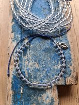 Travel Armband Ocean | Blauw / Blue | Transparant | Met bedel Kauri schelp | Zilver kleurig | Surf | Wanderlust | Beach | traveldutchie