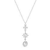 Lucardi - Dames Ketting met steentjes - Bijoux - Ketting - Cadeau - 47 cm - Zilverkleurig