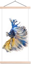 Posterhanger incl. Poster 40x80 cm - Schoolplaat - Vis - Staart - Blauw - Textielposter - Blanke latten
