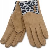 Handschoenen Dierenprint - Dames - One Size - Touchscreen Tip - Bruin