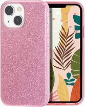 HB Hoesje Geschikt voor Apple iPhone 13 Roze - Glitter Back Cover