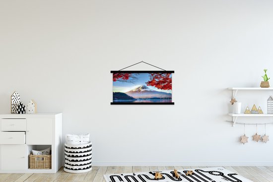 Affiche scolaire - La montagne Fuji japonaise en Asie à l'automne - 90x45 cm - Lattes noires