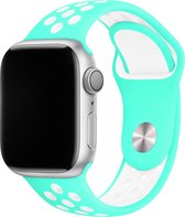 Sport watch bandje - Turquoise / Wit - 38/40/41mm - M/L - Series 1 2 3 4 5 6 7 SE - Geschikt voor Apple Watch