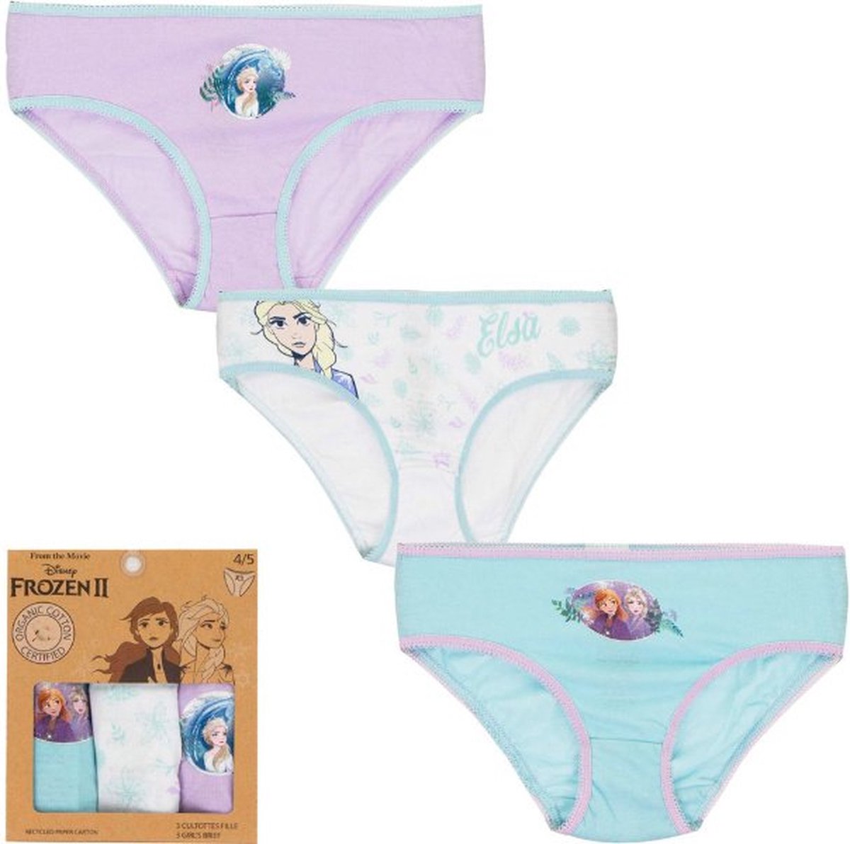 3 Pack Meisjes slips - Frozen - Lila-Wit-Turqoise - Maat 6/8 jaar