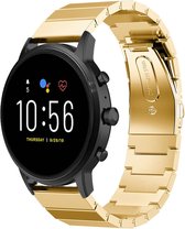 Stalen Smartwatch bandje - Geschikt voor  Fossil Gen 5 metalen bandje - goud - Strap-it Horlogeband / Polsband / Armband