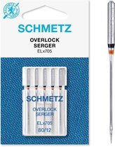 Schmetz Overlock univ. machinenaalden, geweven stoffen, ELx705, dikte 80, 1 doosje 5 st.