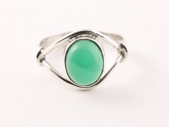 Bague en argent ajourée avec onyx vert - taille 16,5