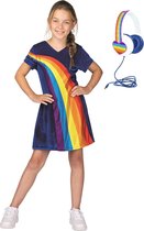 K3 jurkje regenboog en koptelefoon Pakket - verkleedjurk - 6-8 jaar