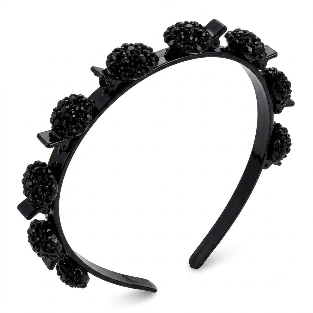 Zwartkleurige diadeem dames met zwarte strass kralen, smalle haarband met antislip tanden, elegante diadeem voor dagelijks gebruik, feest, bruiloft en speciale gelegenheden