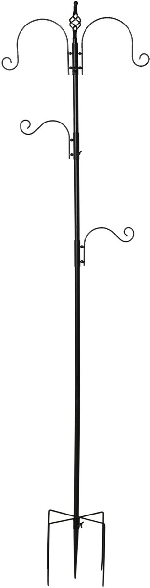 Vogelvoederstation, decoratief voederstation voor vogels, voederstation voor wilde vogels met 4 haken, 54,5 x 54,5 x 208 cm, zwart | Decoratief voederstation voor vogels, voederstation voor wilde vogels, buiten