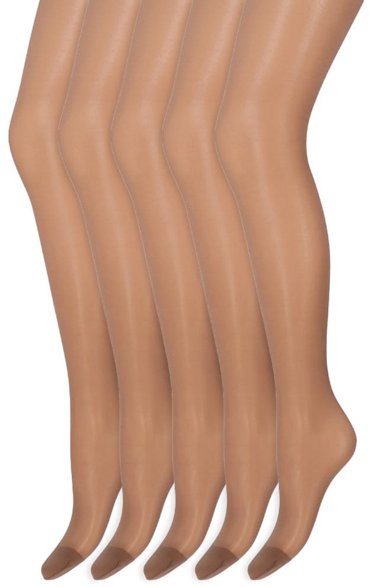 Zijdeglans Panty | Transparant van teen tot taille | 15 Denier | Merk: Marianne | Maat: S t/m XXXL | Kleur: Bronze | 5 Paar